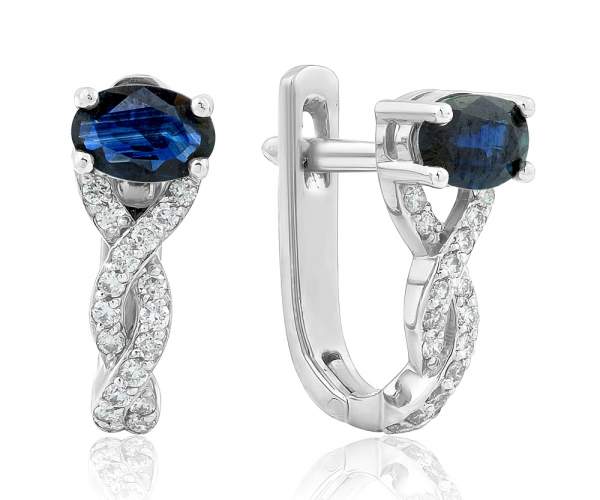 

Серьги из белого золота с сапфиром и бриллиантами "Марианна", С7530/1САПФИР