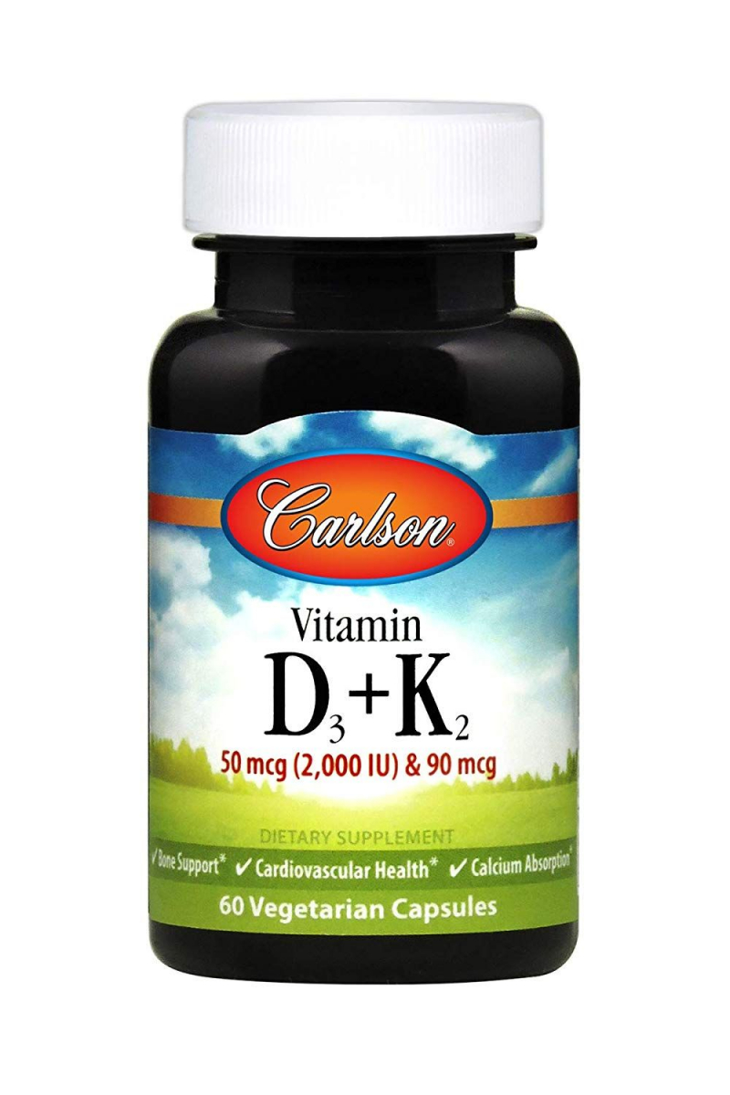 

Витамин Д3 и К2, Vitamin D3 + K2, Carlson Labs, 60 капсул