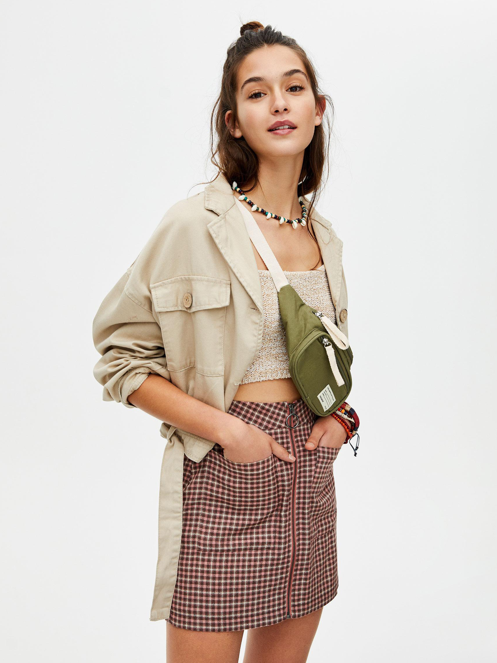 

Юбка Pull & Bear XAZ240696STPS  Розовая с бежевым, Юбка Pull & Bear XAZ240696STPS XS Розовая с бежевым