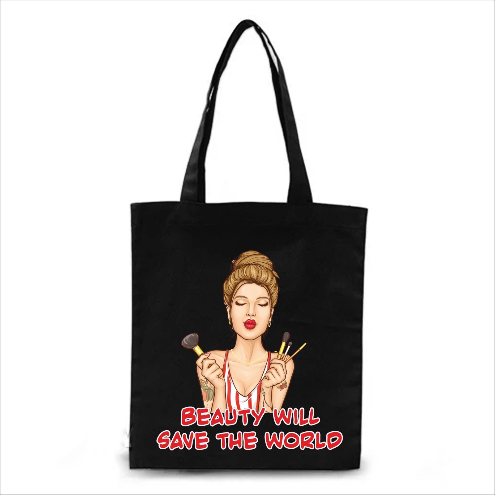 

Экосумка Vivay с принтом Beauty will save the World 38x42 см Черная (5381)