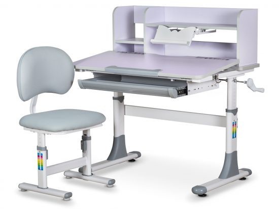 

Комплект парта и стульчик Evo-Kids BD-21 столешница бело-лиловая / цвет пластика серый BD-21 G