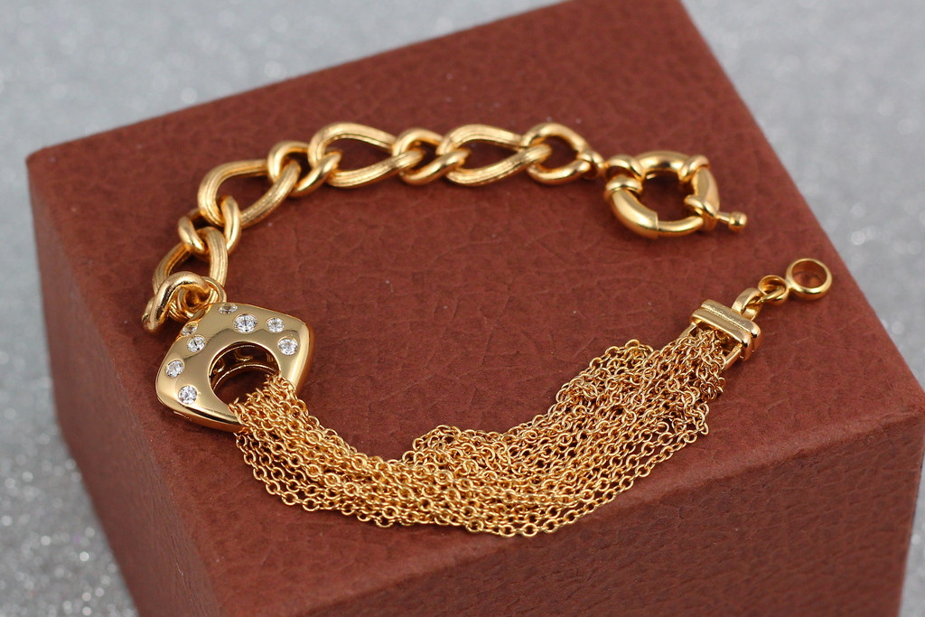 

Браслет Xuping Jewelry якорное плетение мелкое и крупное 19 см 16 мм золотистый