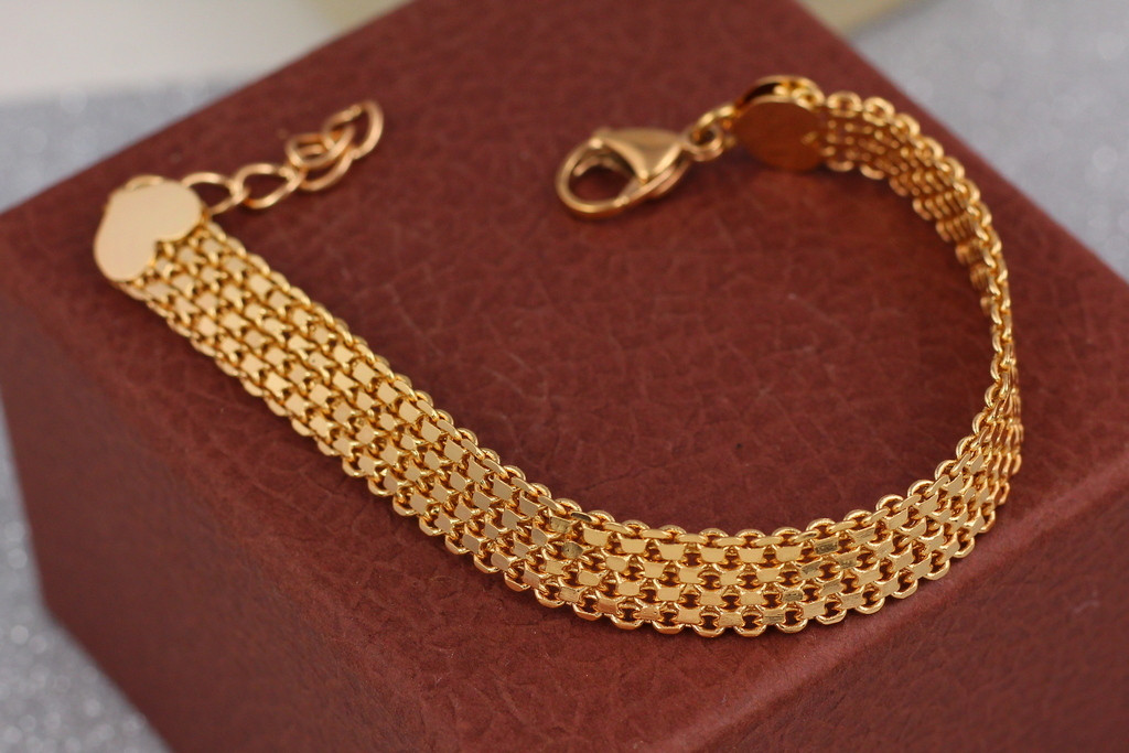 

Браслет Xuping Jewelry новый бисмарк 17см 9 мм добавка цепи 3 см золотистый
