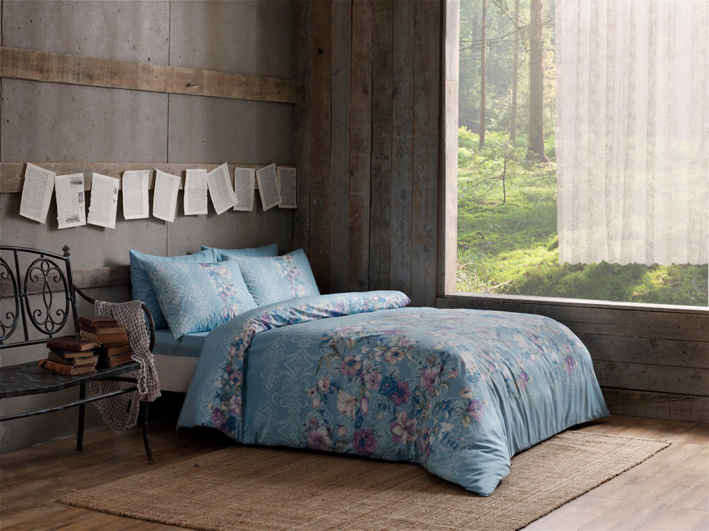 

Двуспальный King Size комплект TAC Fleur Mint Ранфорс 220 x 240 см Ментоловый