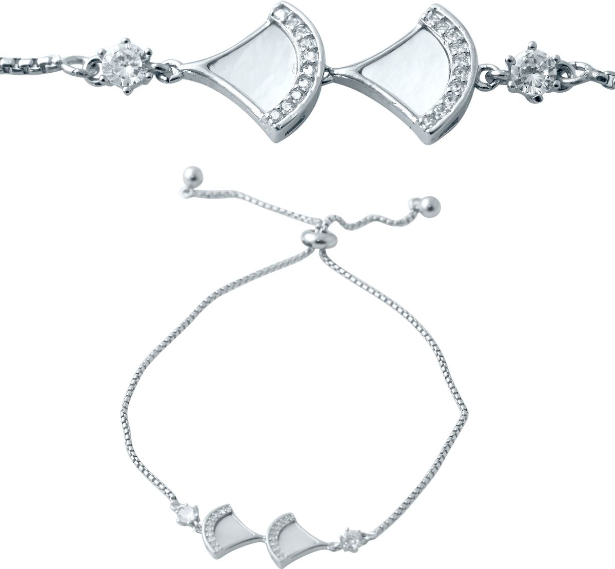 

Серебряный браслет SilverBreeze с натуральным перламутром, фианитами 2038405 adjustable размер, adjustable размер