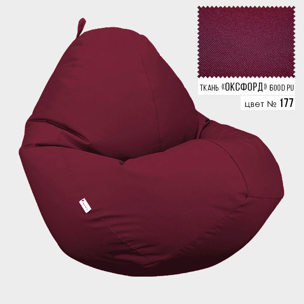 

Бескаркасное кресло мешок груша Овал Hifriend XXL 90x130 Бордовый (Оксфорд 600D PU)
