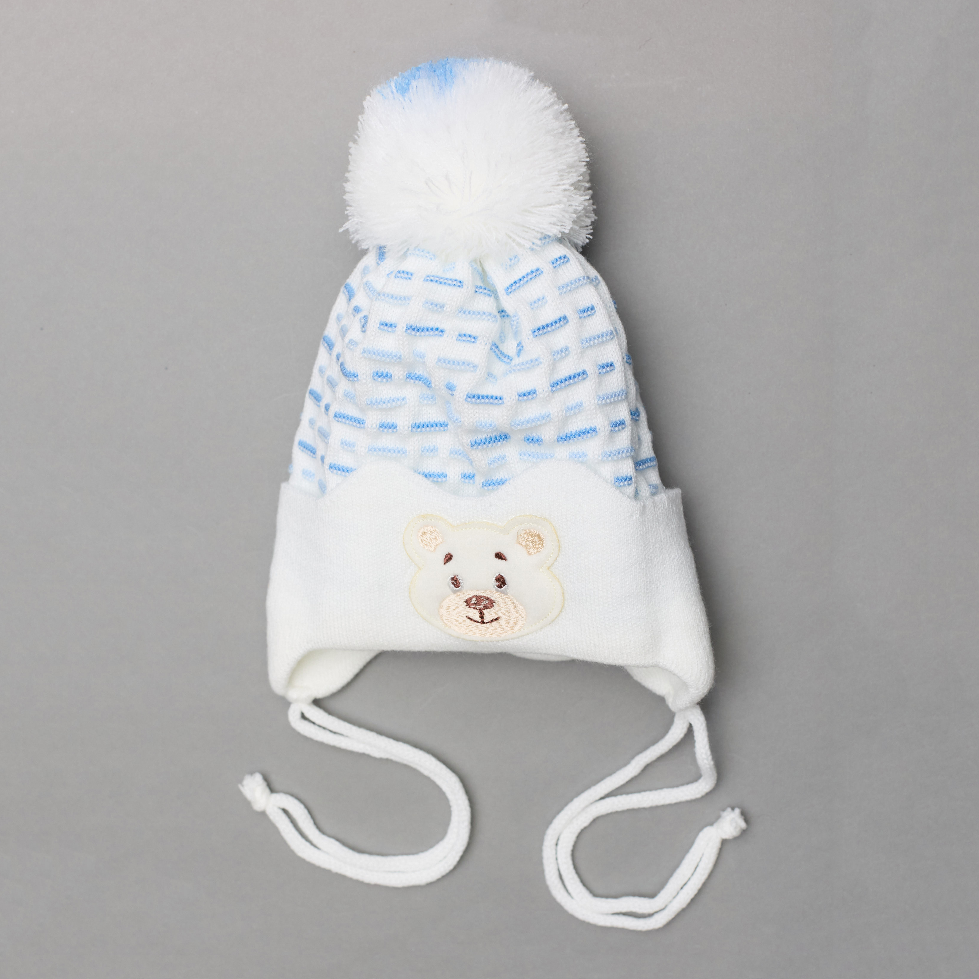 

Зимняя шапка с завязками Sample Мишка (МФ14169) 44-48 см Белая