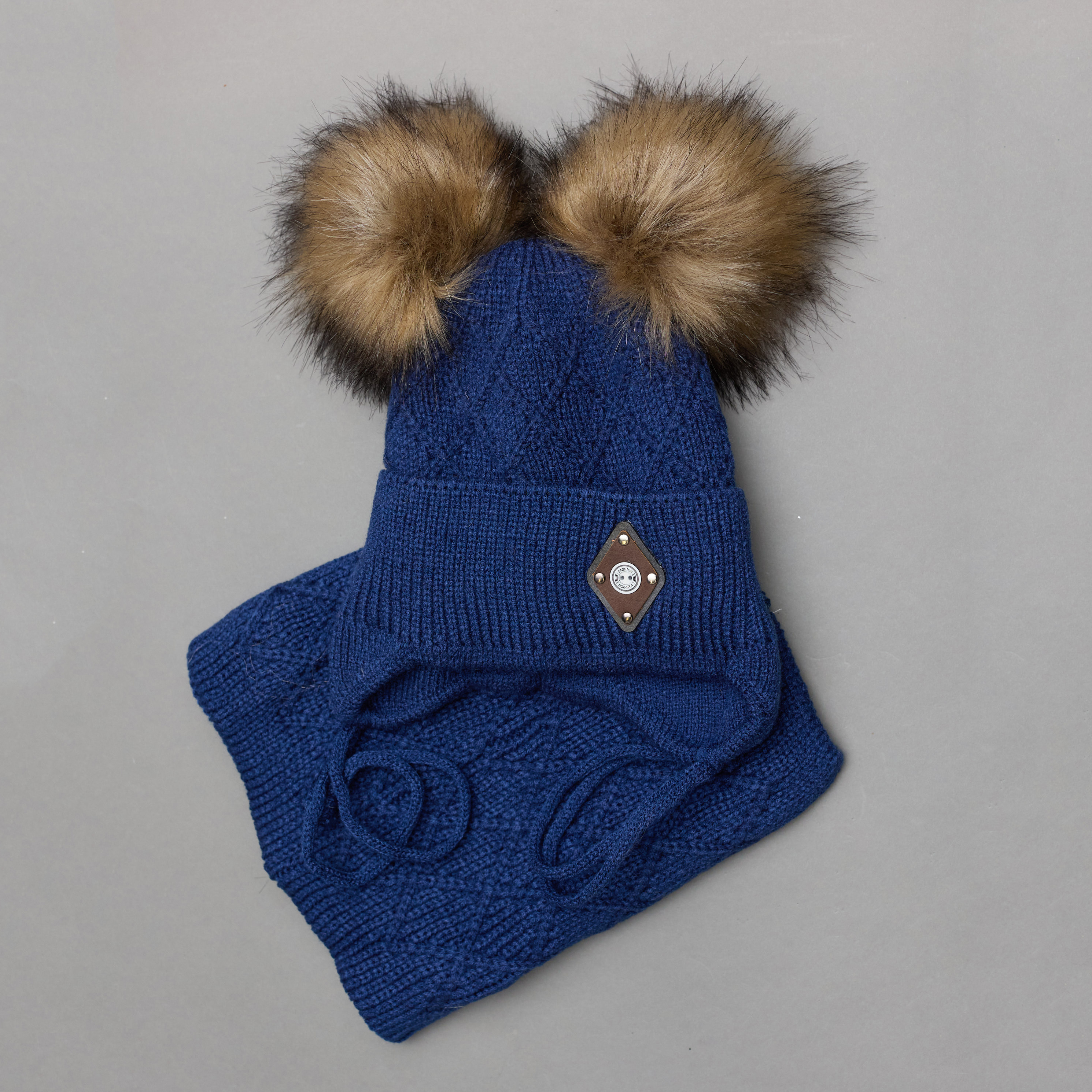 

Зимний комплект (шапка + шарф-бафф) Sample Ромб (МФК6237) 46-50 см Темно-синий