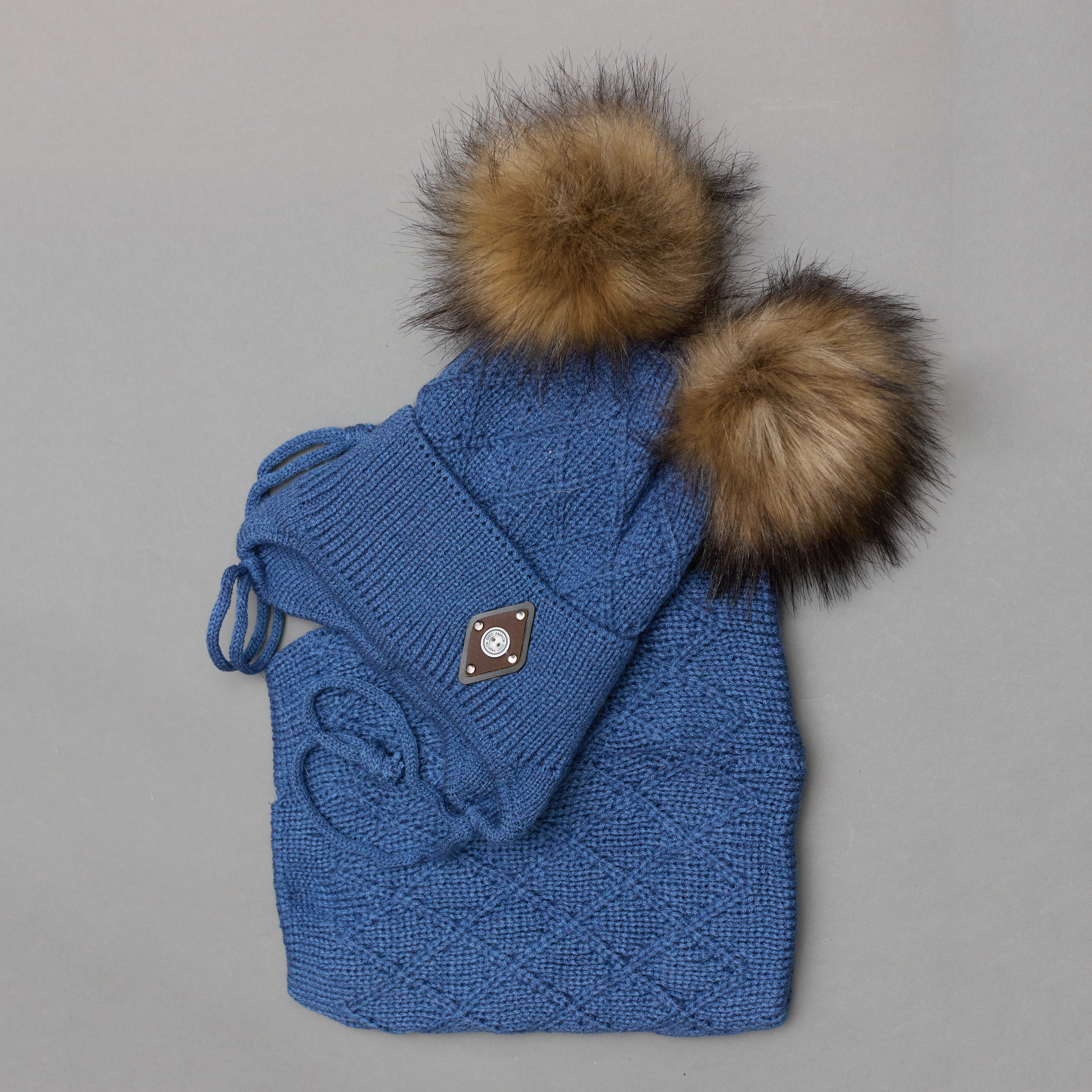 

Зимний комплект (шапка + шарф-бафф) Sample Ромб (МФК6237) 46-50 см Синий