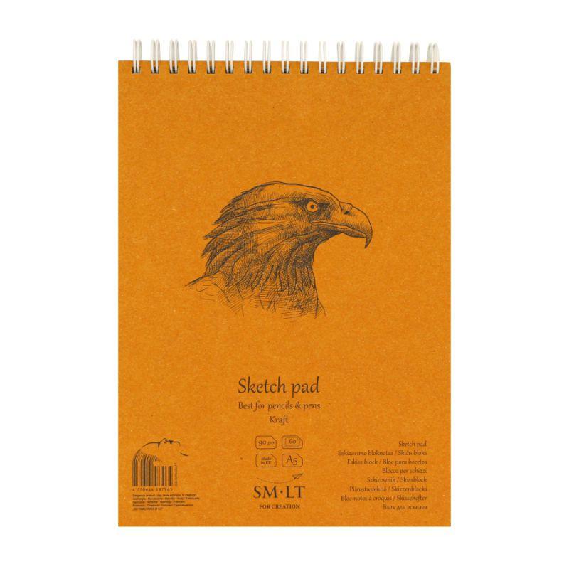 

Альбом для ескізів на спіралі AUTHENTIC (Kraft) А5, 90г/м2, 60л, коричневий колір, SMILTAINIS 5EB-60TS/KRAFT