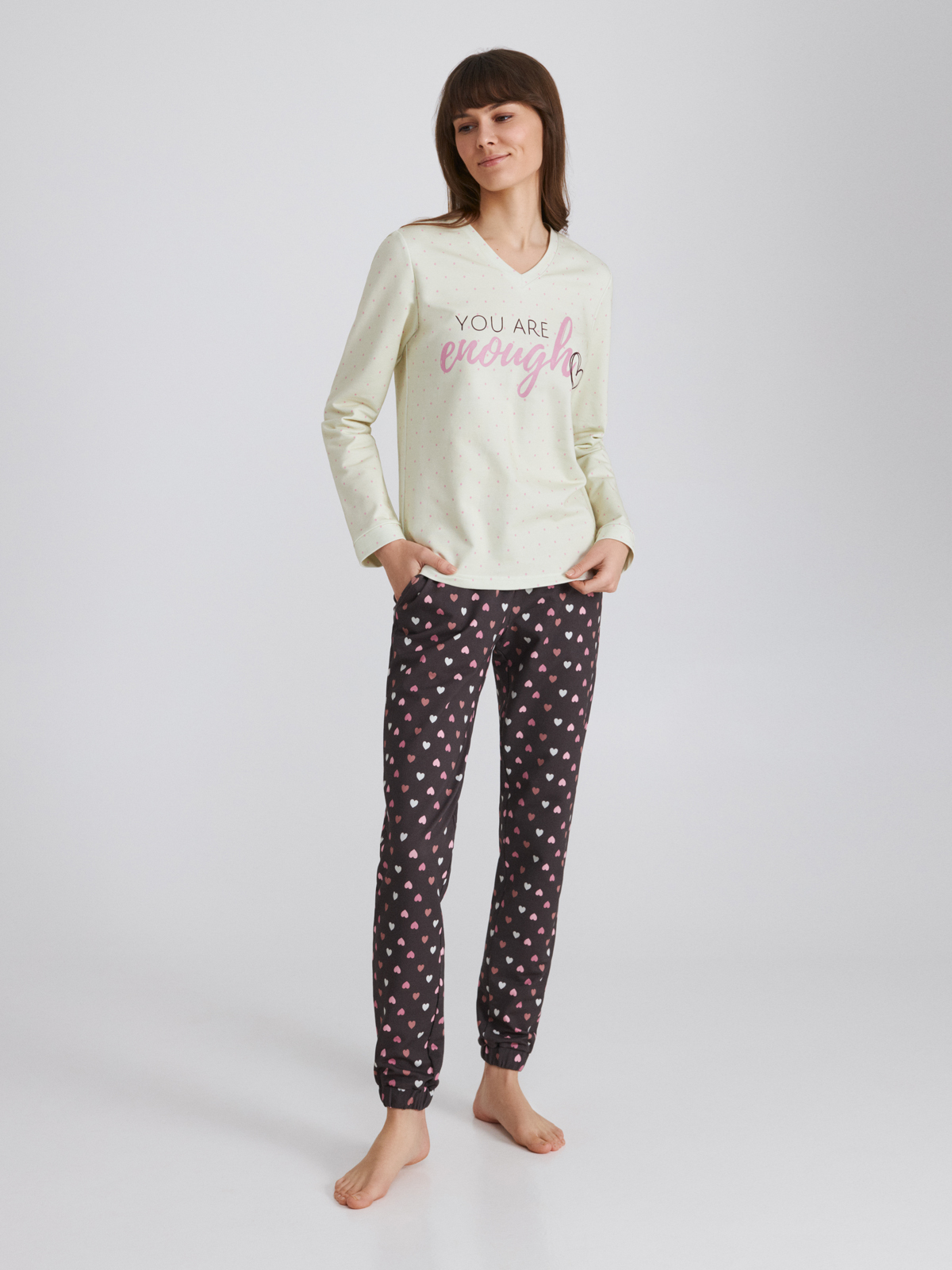 

Женская теплая пижама Ellen Vanilla LPF 0381/01/01 c начесом молочный в горох, коричневый в сердечки, Женская теплая пижама Ellen Vanilla LPF 0381/01/01 c начесом молочный в горох, коричневый в сердечки S