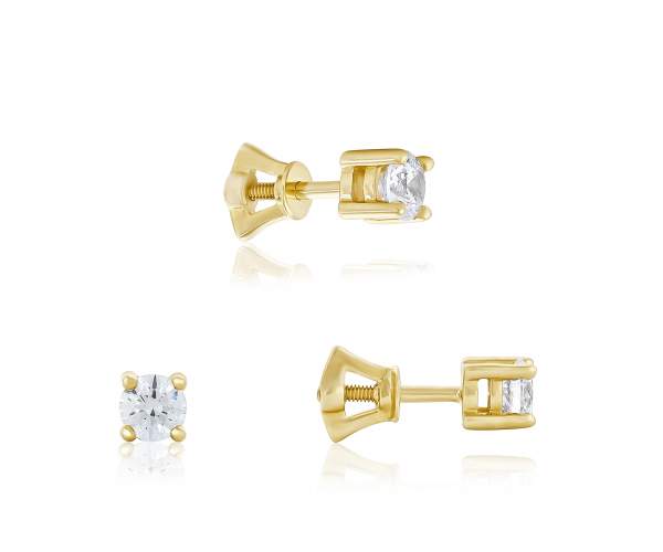 

Серьги-пусеты из желтого золота с камнями SWAROVSKI Zirconia "Есения ", С4008/2GSW