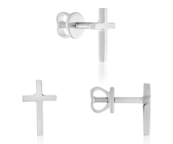 

Серьги-пусеты Крестики, белое золото, С0562/1G