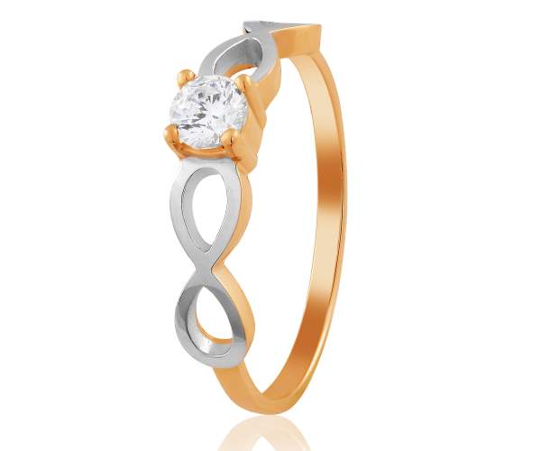 

Кольцо из комбинированного золота с камнем SWAROVSKI "Бесконечность", КД4213SW, 18.5 размер