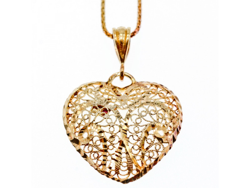 

Серебряная цепочка с кулоном в позолоте Золотое сердце Sky Jewelry 002528