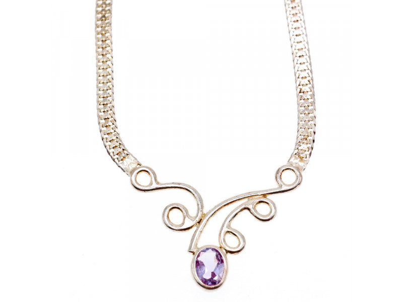 

Серебряное ожерелье с Аметистом 925 проба Италия Натуральный Sky Jewelry 001757