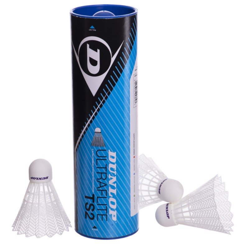 

Воланы для бадминтона Dunlop Ultraflite TS2 Med 6шт, белый, код: BD-003374-S52