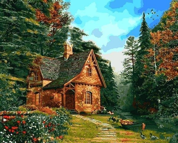 

Картина по номерам Лесной коттедж 40*50 Mariposa