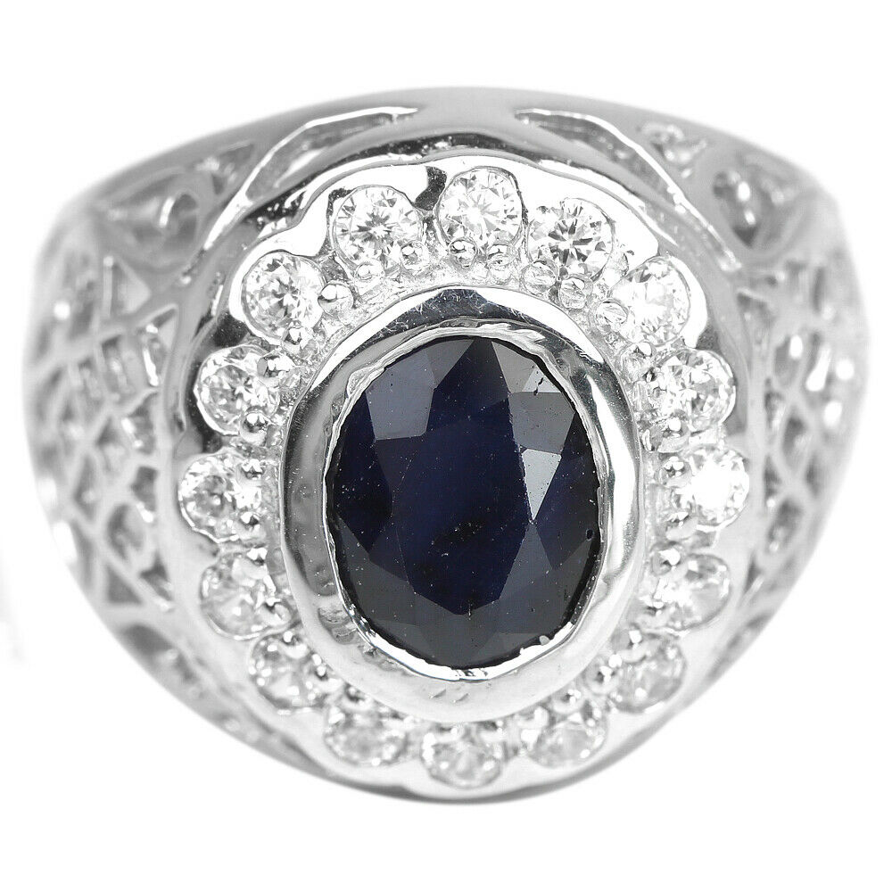 

Мужской перстень из серебра с сапфиром 19 размер К1892