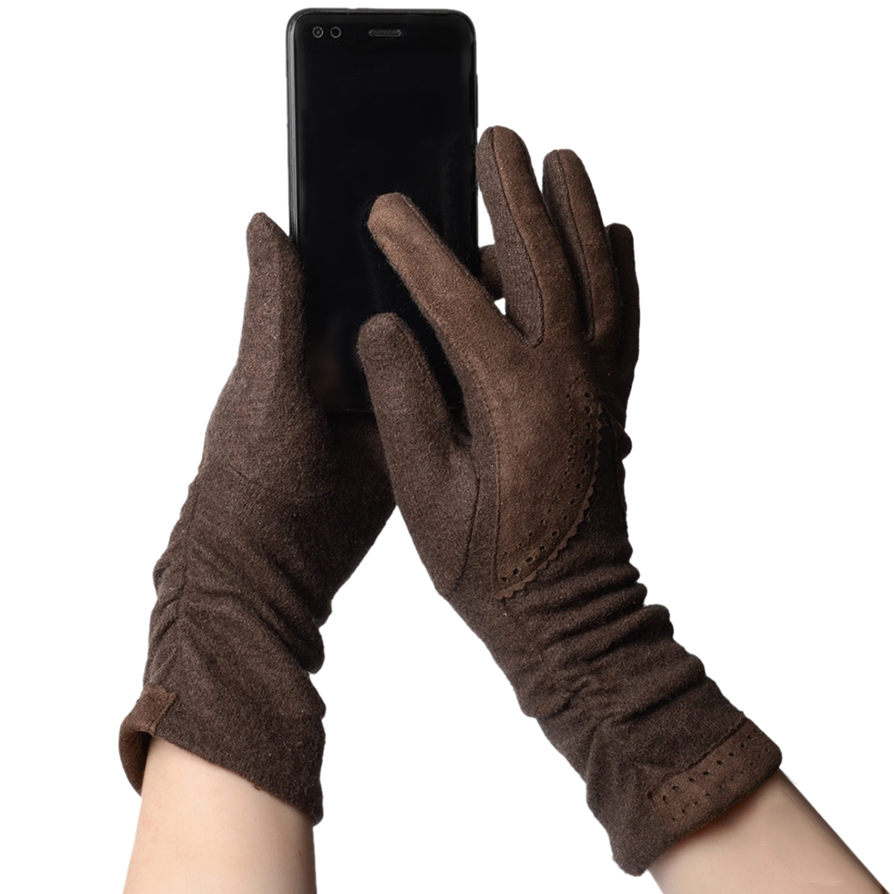 

Перчатки женские шерстяные touch screen, TG996-brown, L
