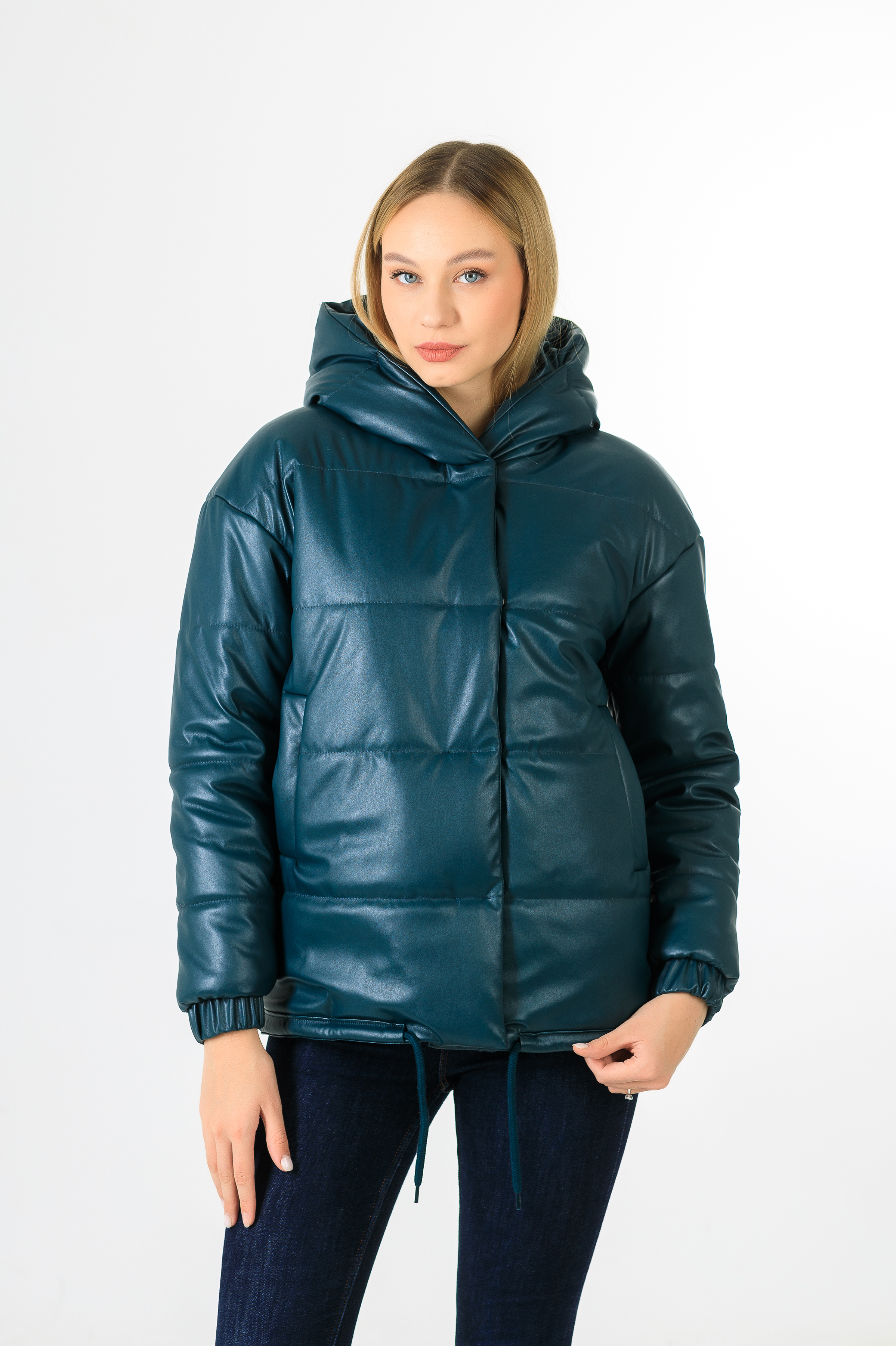 

Демисезонная женская куртка из эко-кожи Torry Тина 50 зелёная (9235)