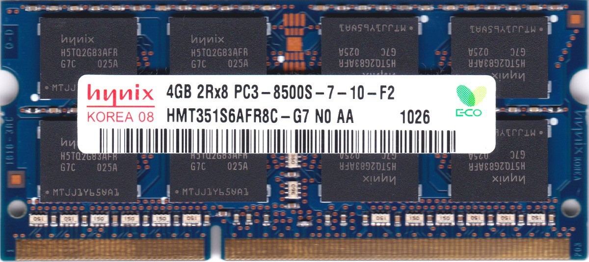 

Оперативная память SK hynix 4 GB SO-DIMM DDR3 1066 MHz (HMT351S6BFR8C-G7)