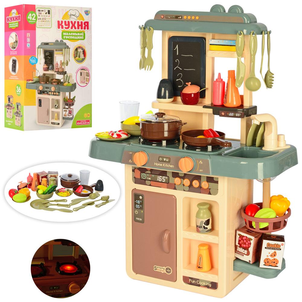 

Детская игрушечная кухня 889-187 мойка, плита, посуда, продукты - 42 предмета - звук, свет и пар эффекты