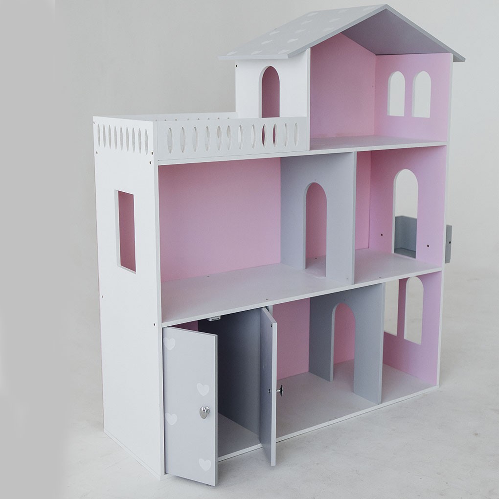 

Домик кукольный KiddyRoom Серо-розовый