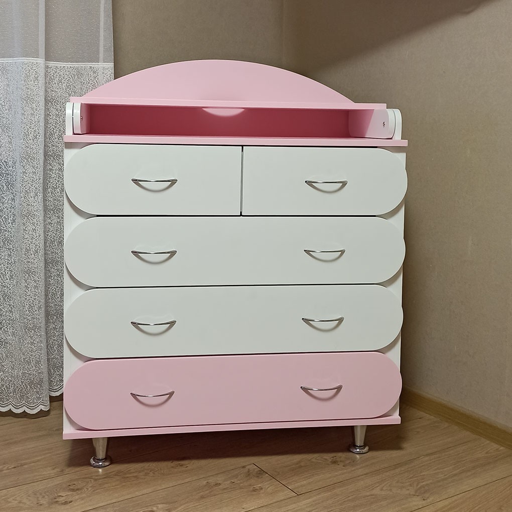 

Комод пеленальный KiddyRoom Белый с Розовым