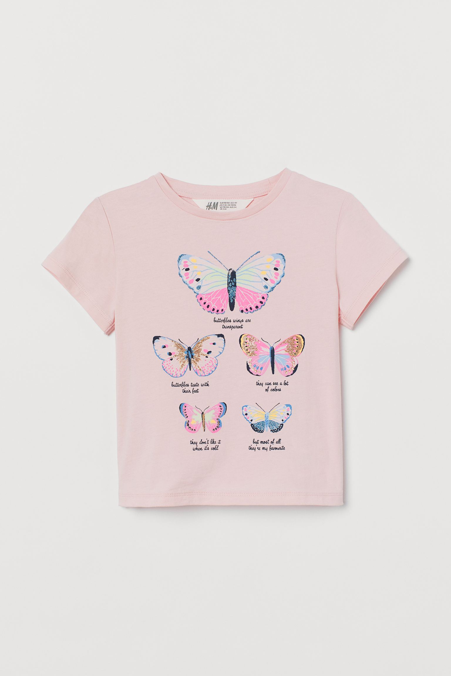 

Футболка H&M 122 128см светло розовый бабочки 19107965351