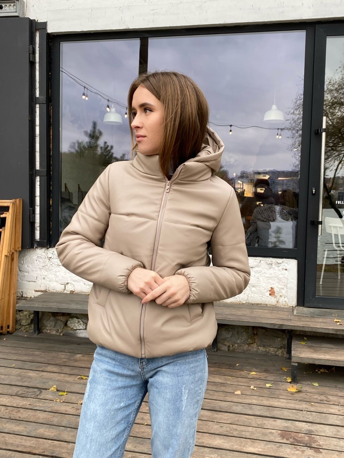 

Куртка Mejor JJ23 холлофайбер 250 эко кожа бежевый 44
