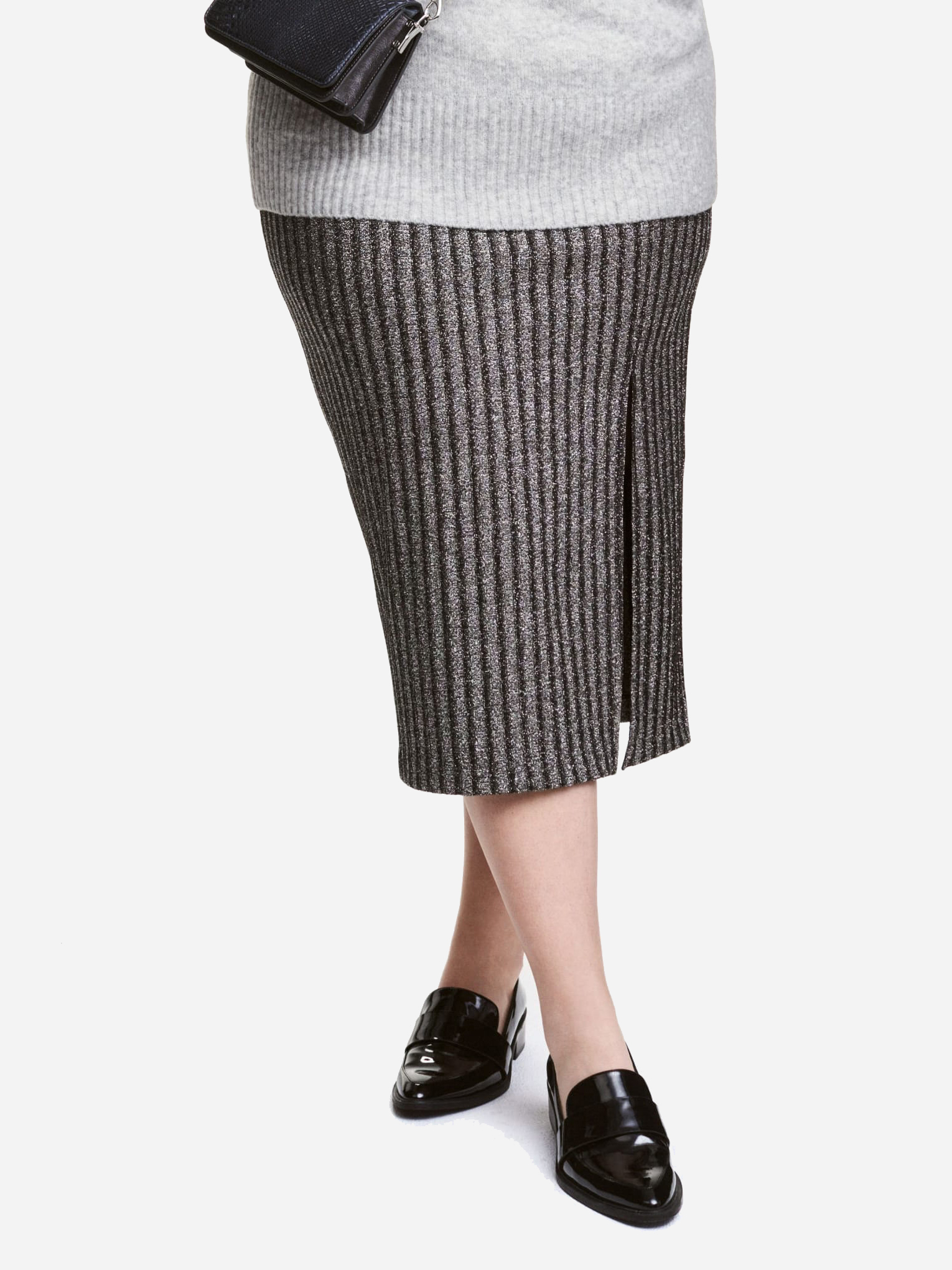 

Юбка H&M XAZ103917UHZR XL Черная с серебристым
