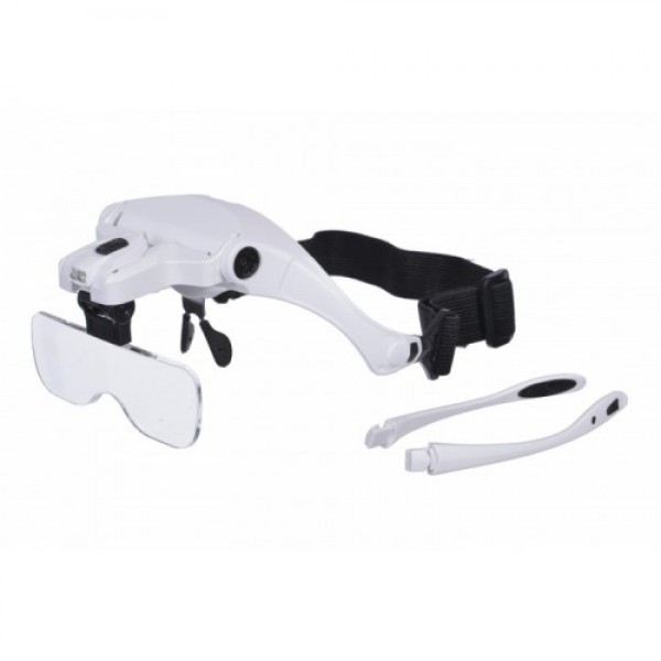 

Лупа-очки бинокулярные Magnifier 9892B2, увел.- 1X-3.5Х с Led Комплект сменных линз 5 шт (45184-IM)