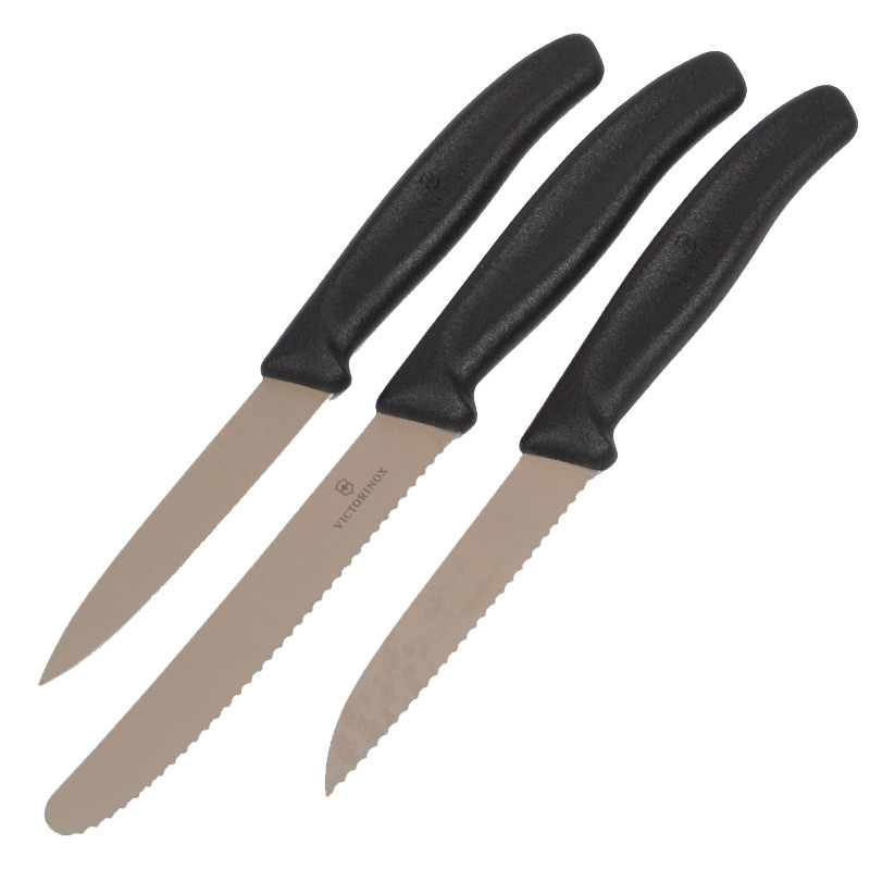 

Набор кухонных ножей Victorinox Swissclassic (лезвие: 80/80/100мм), черный, блистер 6.7113.3