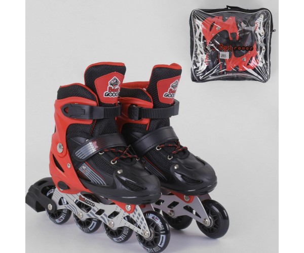 

Раздвижные роликовые коньки (Ролики) Best Roller S 40082 (размер 30-33, S) колеса PVC, светящееся, Черно-красные
