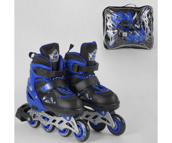 

Раздвижные роликовые коньки (Ролики) Best Roller М 7917 (размер 34-37, М) колеса PU, светящееся, Черно-синие