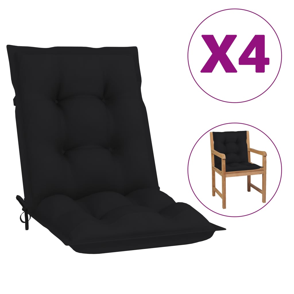 

Подушки для садових стільців Shumee 4 шт. чорні 100x50x7 см