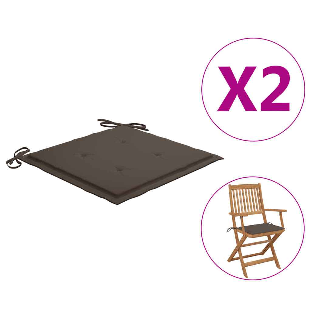 

Подушки для садового стільця Shumee 2 шт.. сіро коричневий 40x40x4 см