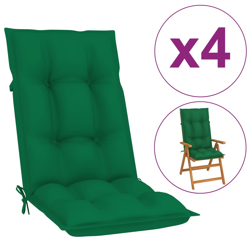 

Подушки для садових стільців Shumee 4 шт. зелені 120x50x7 см