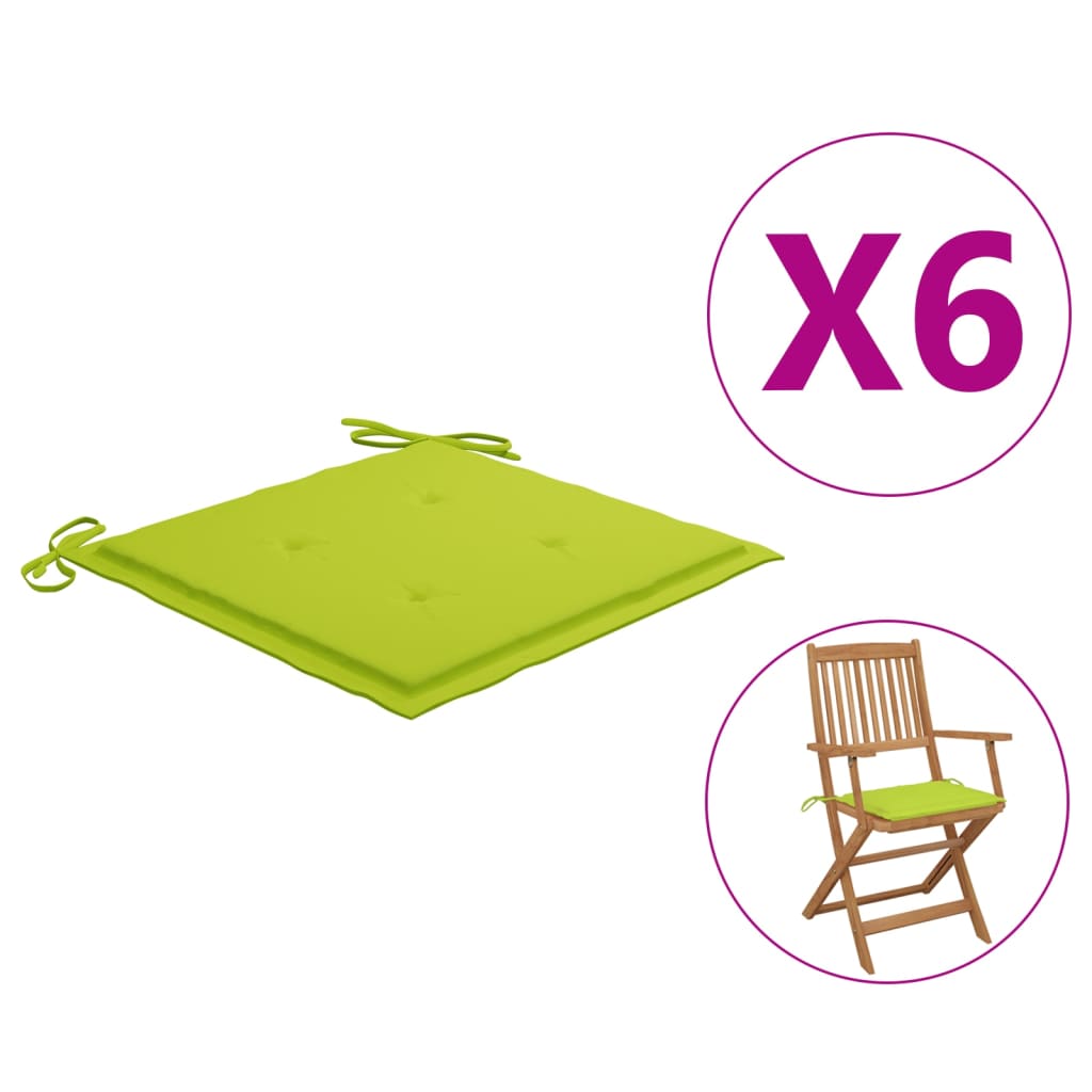 

Подушки для садового крісла Shumee 6 шт. світло зелені 40x40x4 см
