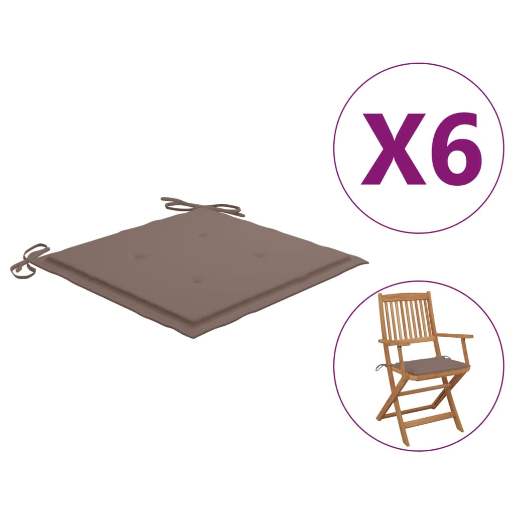 

Подушки для садових стільців Shumee 6 шт сіро коричневий 40x40x4 см