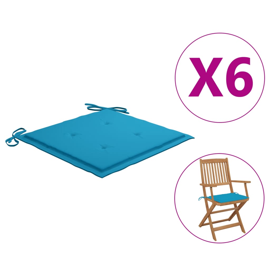 

Подушки для садового крісла Shumee 6 шт. сині 40x40x4 см