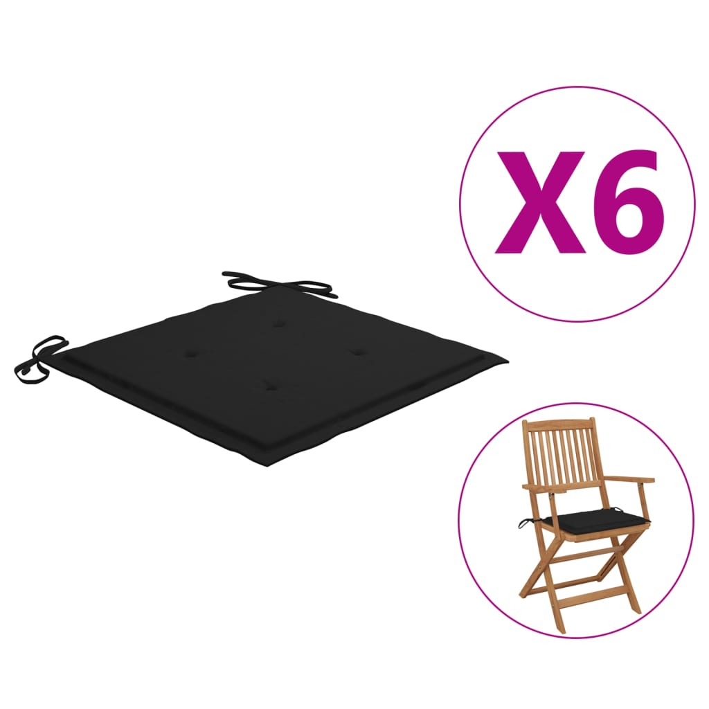 

Подушки для садового крісла Shumee 6 шт. чорні 40x40x4 см