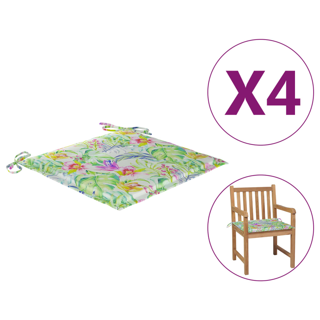 

Подушки для садових стільців Shumee 4 шт. листковий візерунок 50x50x4 см