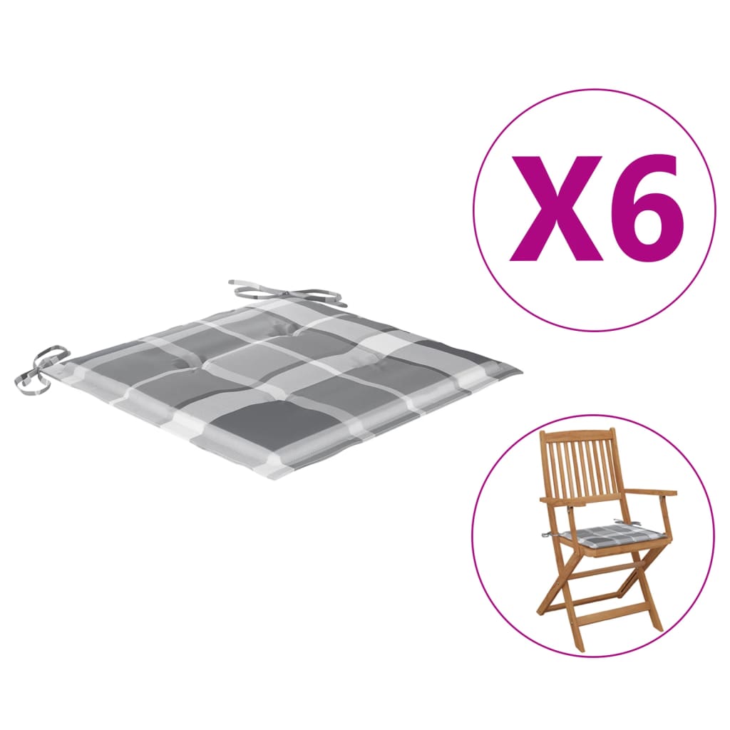 

Подушки для садового крісла Shumee 6 шт. сірий 40x40x4 см