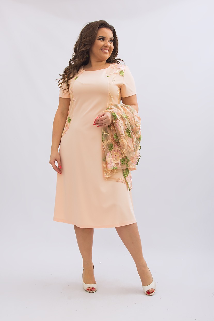 

Платье Ninele Style 355-2  Персиковое, Платье Ninele Style 355-2 62 Персиковое