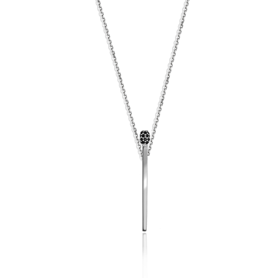 

Колье Qzsilver (908-01204) Серебро Белый фианит черный 40 размер