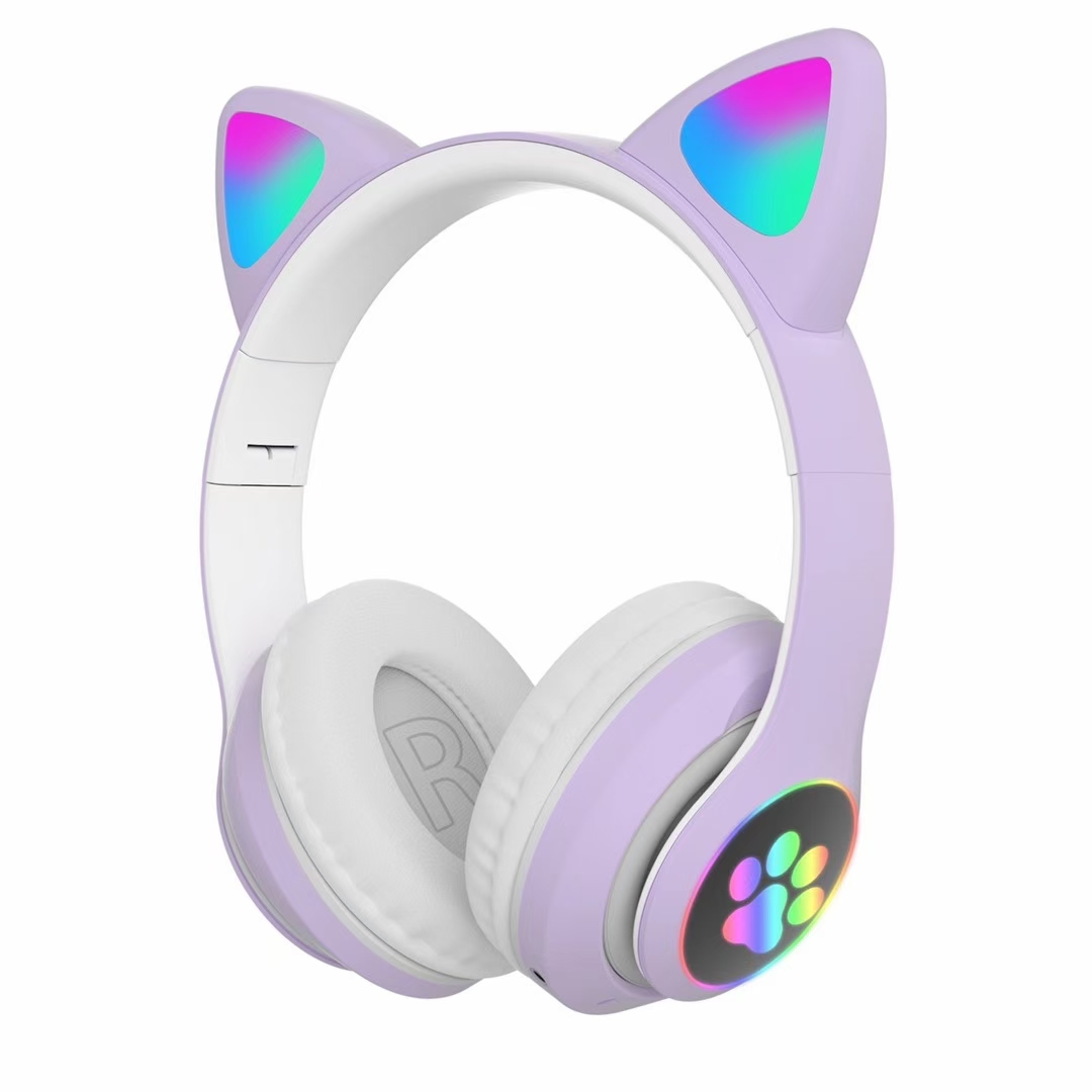 

Беспроводные LED наушники с кошачьими ушками STN-28+ Purple + Подарок