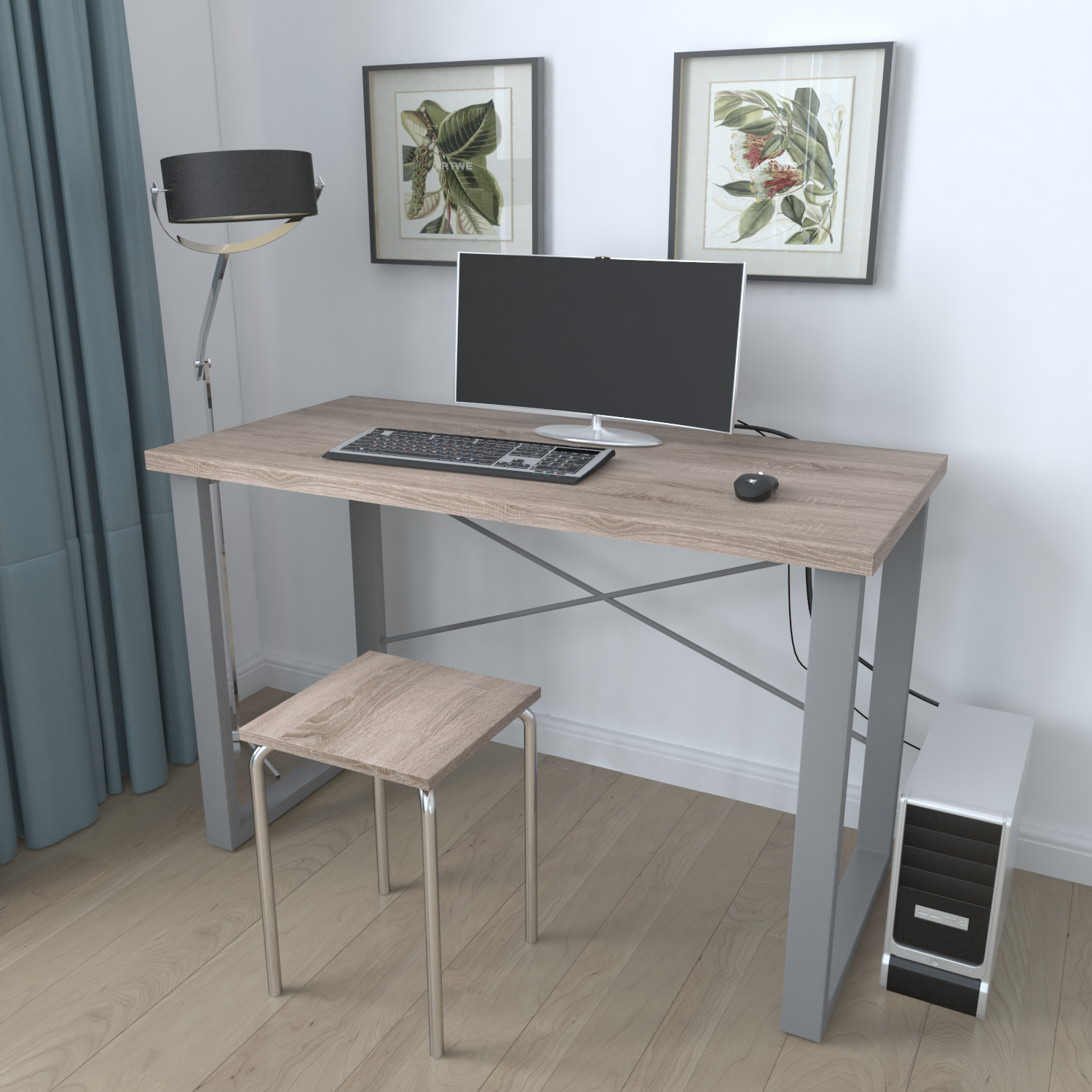 

Письменный стол Ferrum-decor Драйв 750x1400x700 Серый металл ДСП Дуб Сонома Трюфель 32 мм