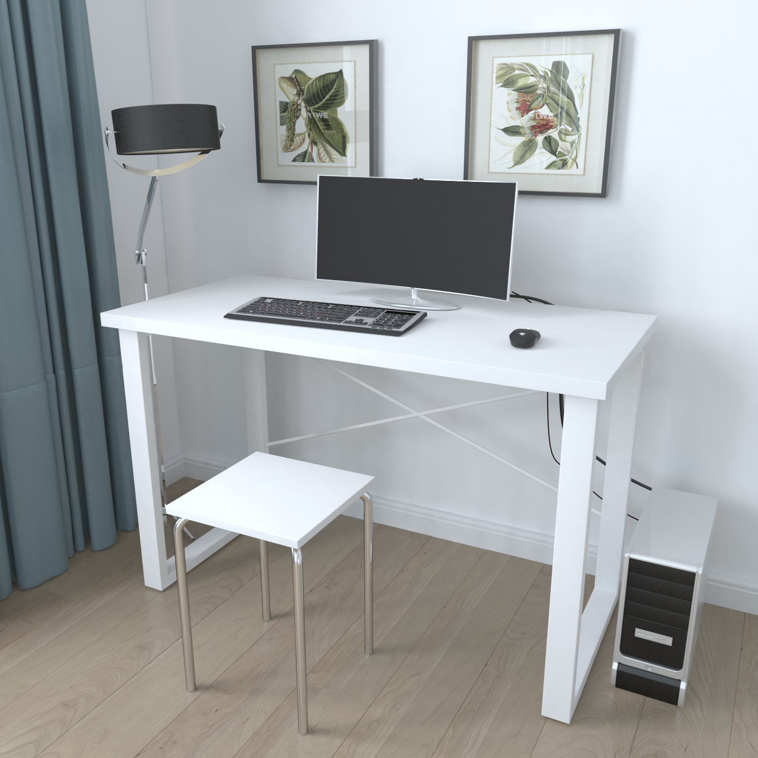 

Письменный стол Ferrum-decor Драйв 750x1400x600 Белый металл ДСП Белый 32 мм